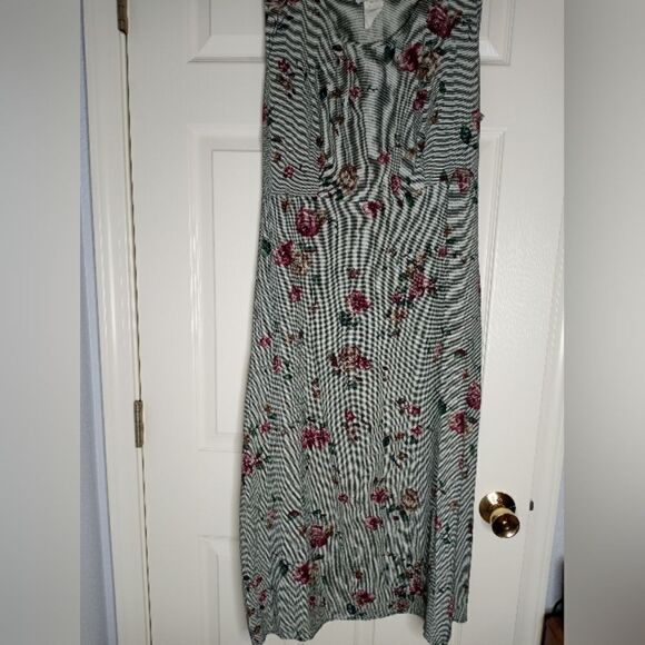 En Focus Studio 18 Sleeveless Floral&Houndstooth Print Women's Maxi Dress - Picture 4 of 11